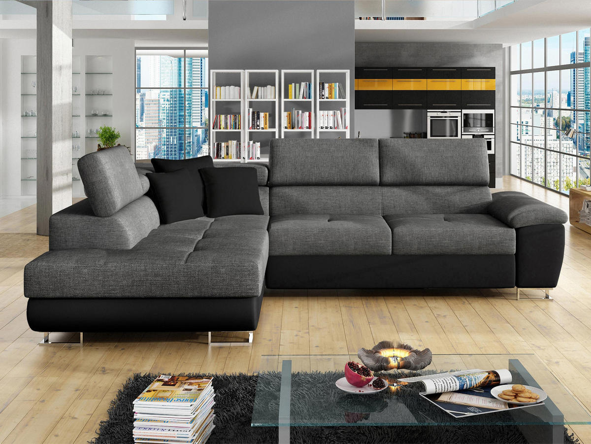 ECKSOFA Cotere Lux, Seite: Links - Dunkelgrau, Holz/Textil (270/202cm) - MIRJAN24