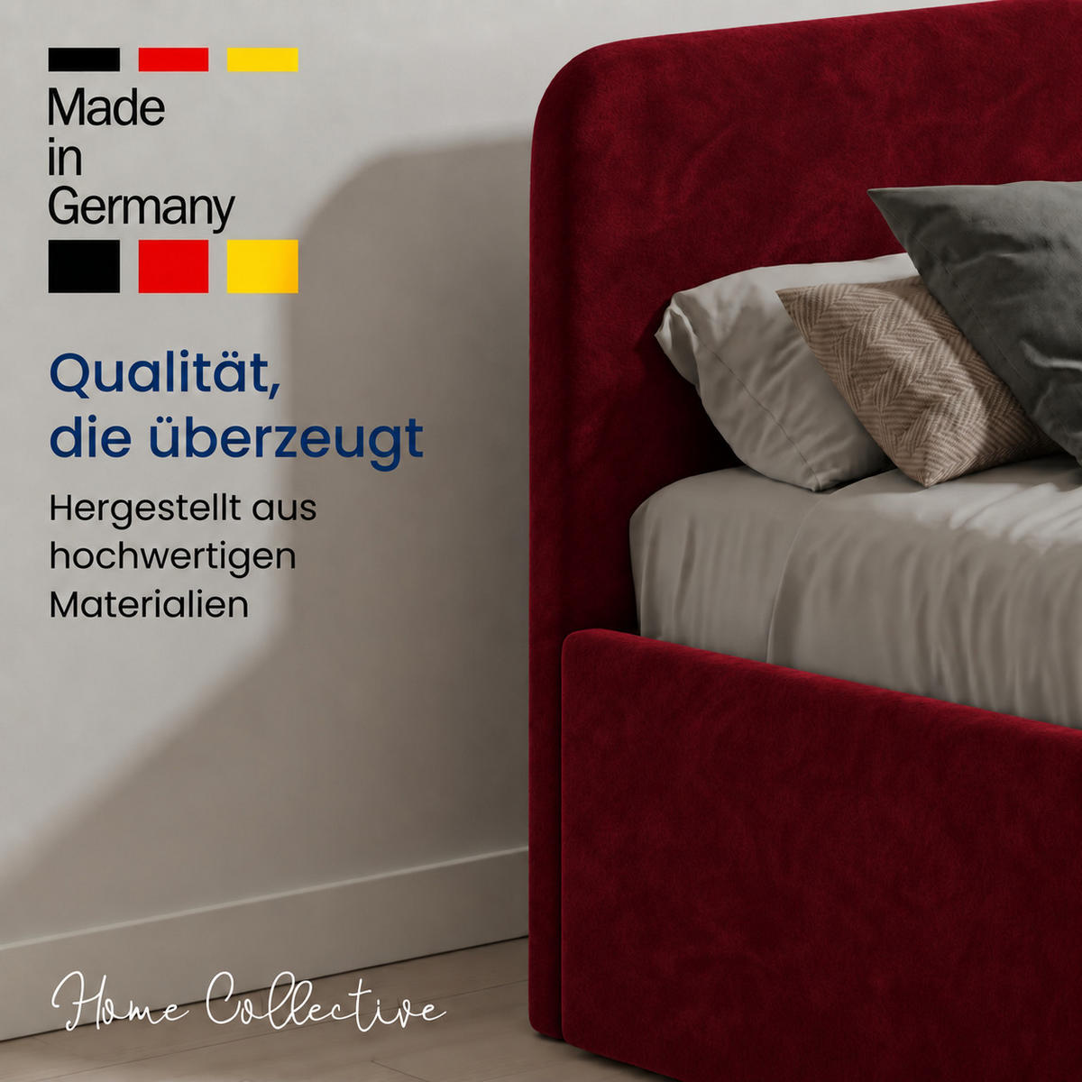 POLSTERBETT 200x200 cm Microvelours in Bordeauxrot - Bordeaux, Textil (200/200cm) - Home Collective