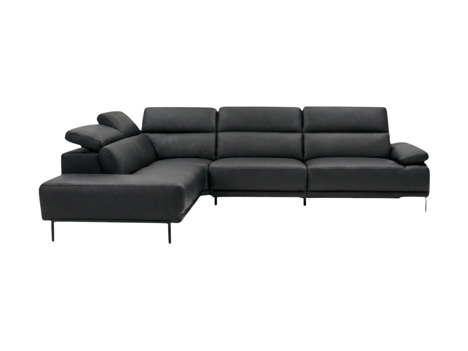 ECKSOFA Fiesta Echtleder Schwarz - Schwarz, Leder/Metall (220/282cm)