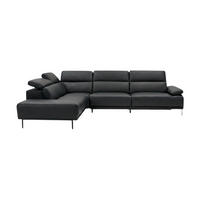 ECKSOFA Fiesta Echtleder Schwarz - Schwarz, Leder/Metall (220/282cm)