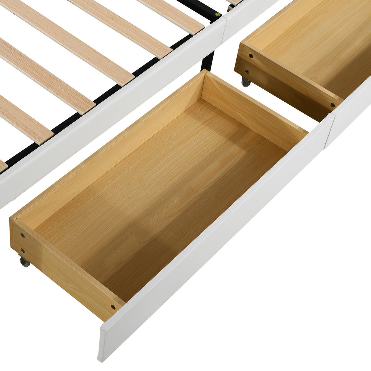 POLSTERBETT 140/200 cm Weiß aus PU-Leder mit Stauraumschubladen und LED - Weiß, Textil (140/200cm) - OKMYHOME