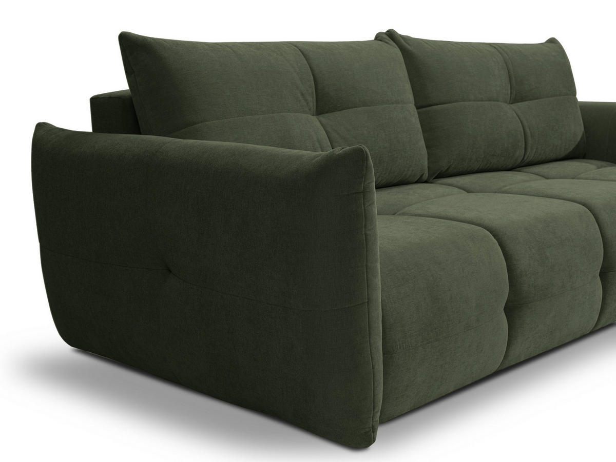 BETTSOFA MODA Grün Chenille-Stoff mit Schlaffunktion - Grün, Holz (245/86/110cm) - MASSENO