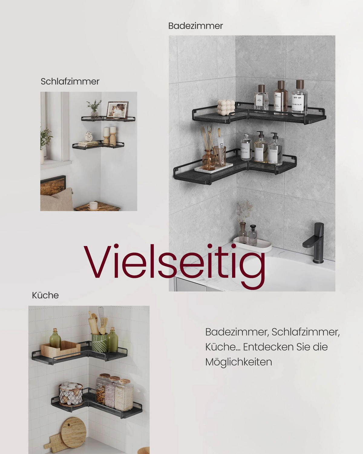 ECKREGAL CALGARY - Schwarz, Holzwerkstoff (40/4/29cm) - Hansiro
