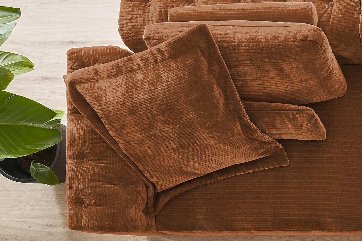 FLATTERKISSEN GROSS SEPHI Cord - Rotbraun, Textil (95/95cm) - KAWOLA