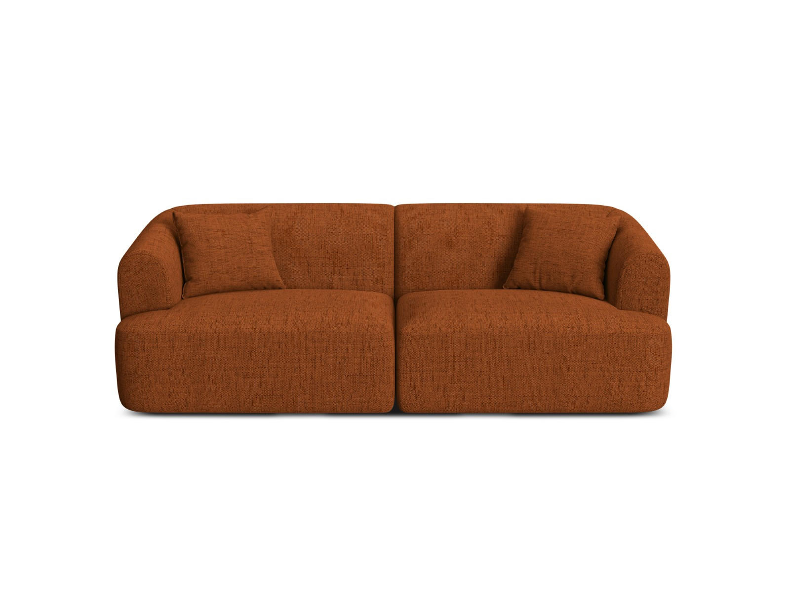 MODULARES-SOFA Campi aus strukturiertem Stoff ziegelrot 3 Sitzplätze - Orange, Textil (90/70/220cm) - Cosmopolitan Design