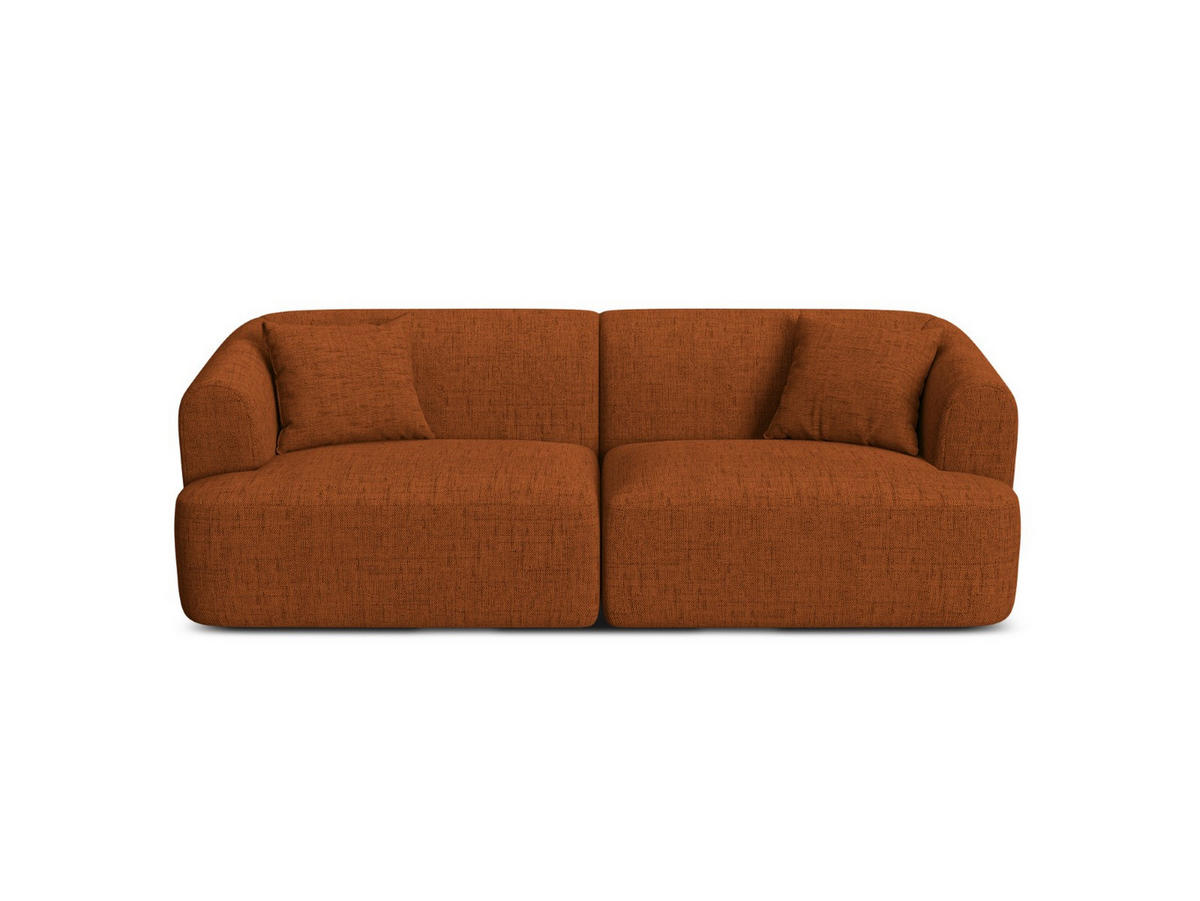 MODULARES-SOFA Campi aus strukturiertem Stoff ziegelrot 3 Sitzplätze - Orange, Textil (90/70/220cm) - Cosmopolitan Design