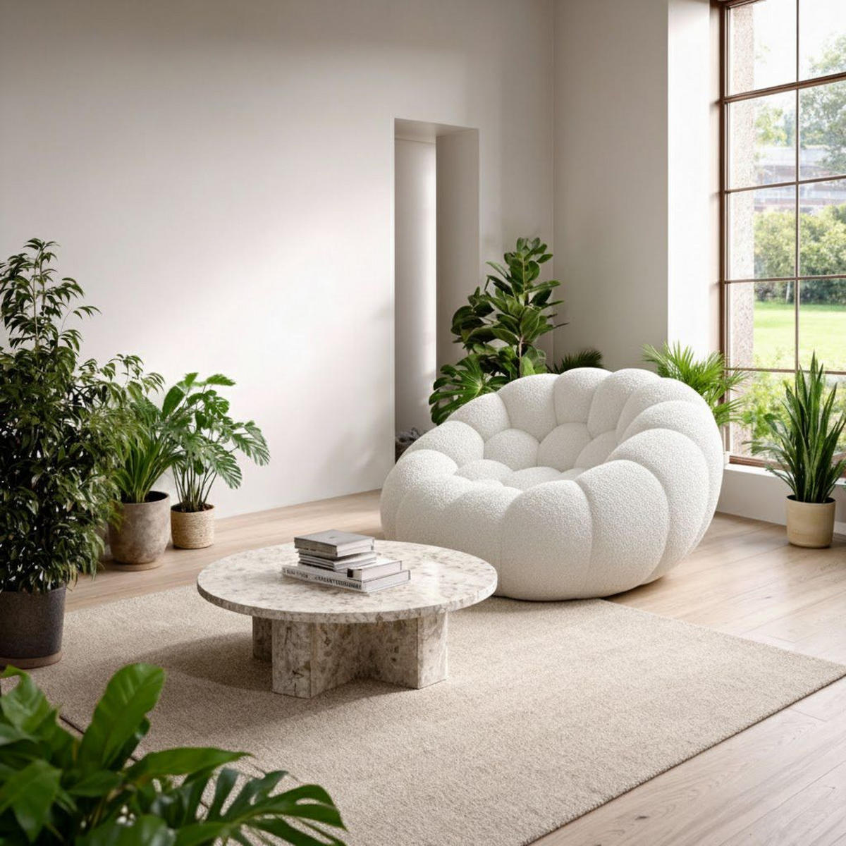 WOHNZIMMERSESSEL Cocoon 1-Sitzer - Weiß - Weiß, Textil (100/75/113cm) - COCO Living