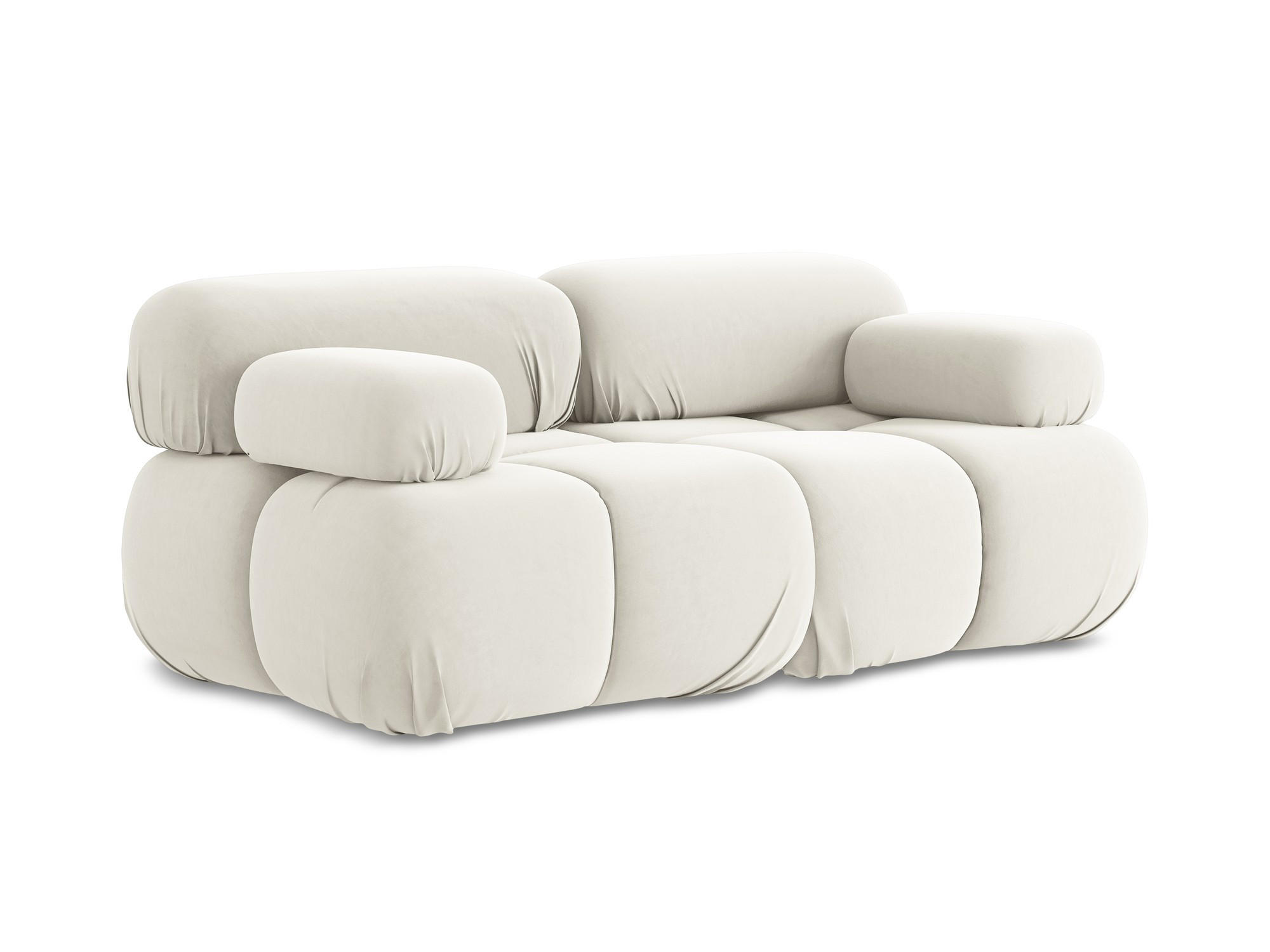 2-SITZER-SOFA Samt Stoff Beige - Beige/Creme, Kunststoff/Textil (190/70/96cm) - Makamii