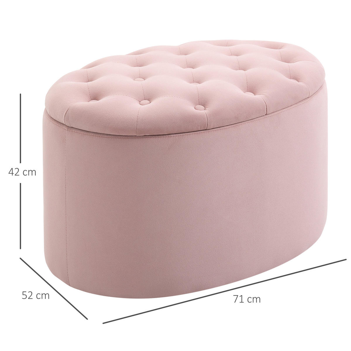 SITZBANK, Polsterbank, Ovale, Rosa - Rosa, Kunststoff (52/42/71cm) - HOMCOM