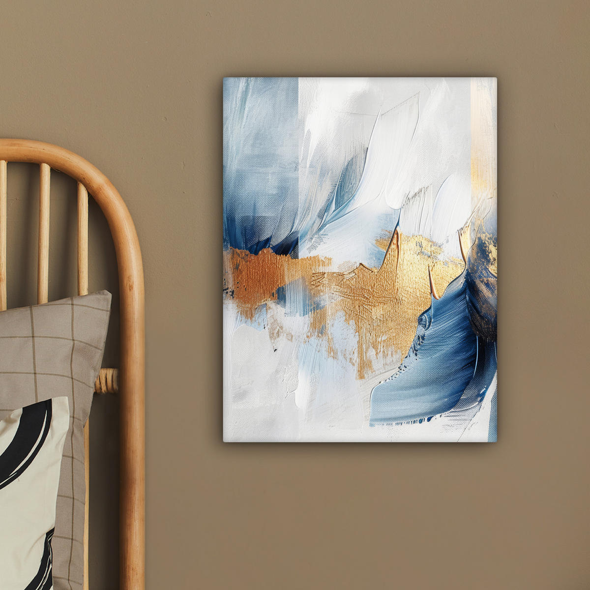 LEINWANDBILD Gold - Blau - Aquarell - Kunst - Modern 30x40 cm - Hellblau, Textil (30/40cm) - MuchoWow