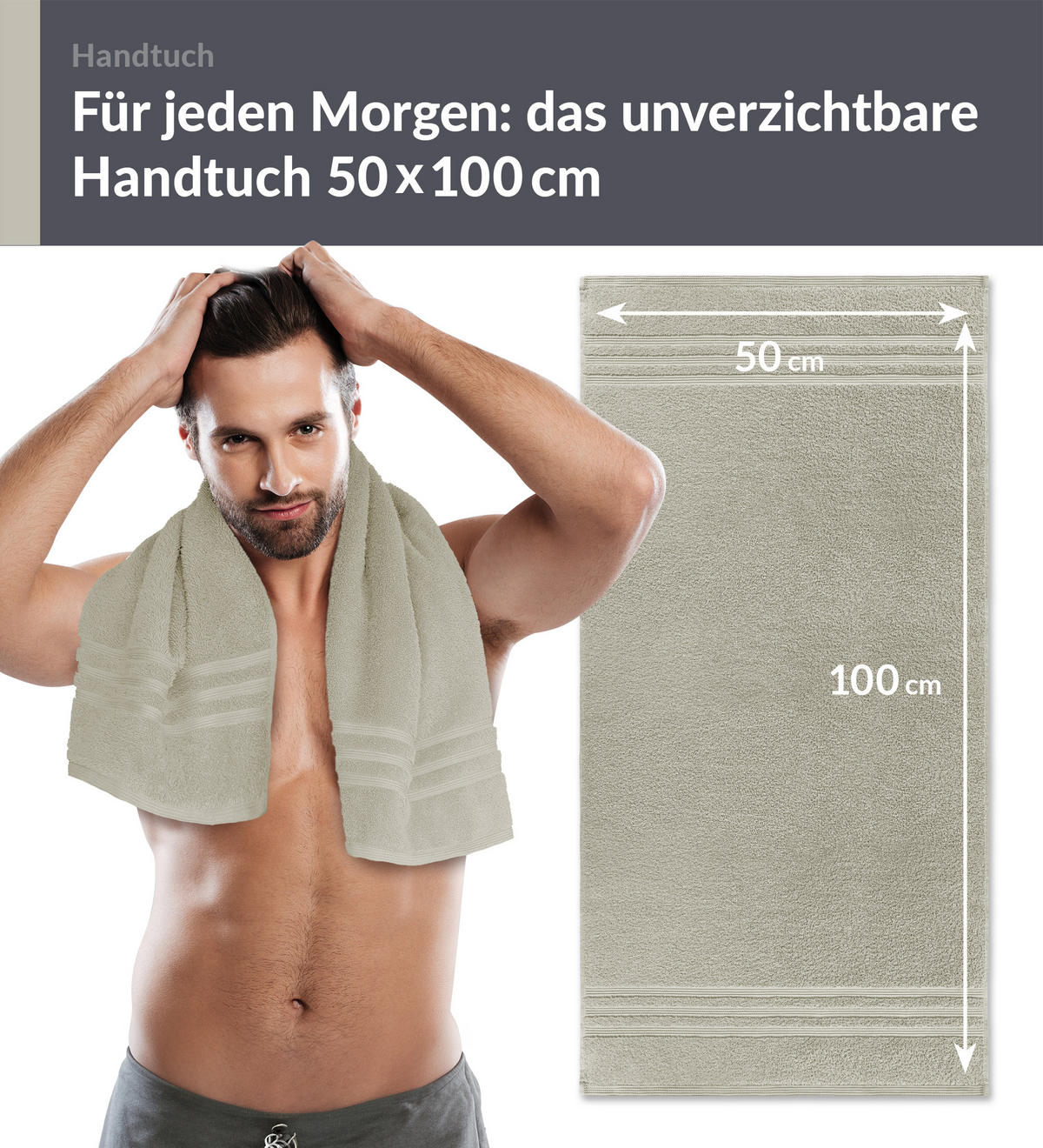 HANDTUCH 50x100 cm London Kiesel Grau 4er Set - Sandfarben, Textil (50/100cm) - Lashuma