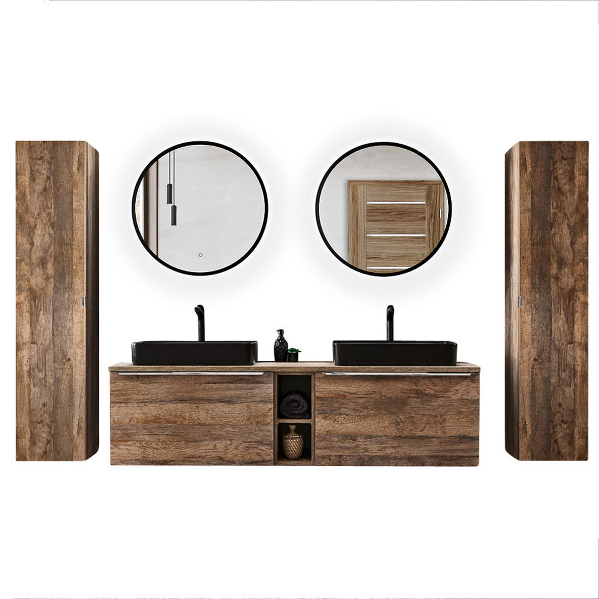 BADMÖBEL-SET 10-TLG. Puebla-56 - Braun, Holzwerkstoff (270/200/46cm) - Lomado