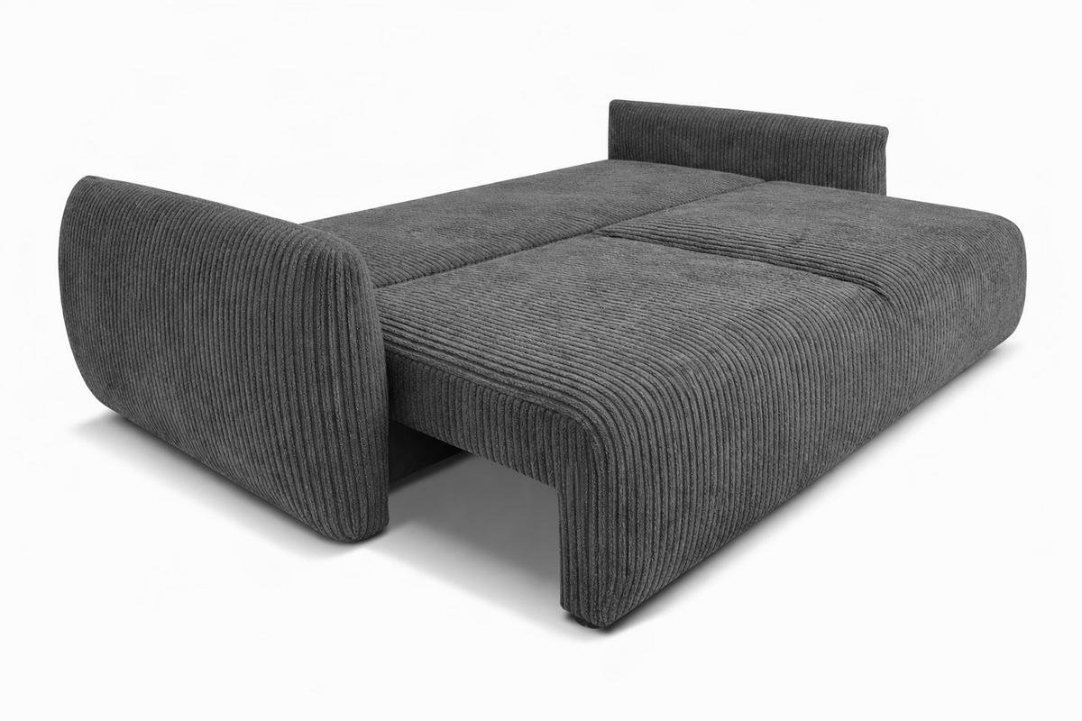 SOFA Mit Schlaffunktion Und Bettkasten, Cordstoff Poso, Grau, Zephira - Grau, Holz (238/87/102cm) - Kaiser Möbel