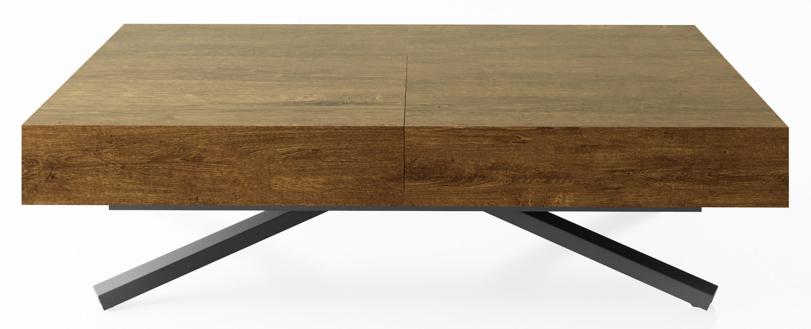 COUCHTISCH Cavetta X höhenverstellbar ausziehbar, Lefkas Eiche 120-200/80/27-76 cm - Alteiche/Schwarz, Holzwerkstoff/Metall (80/120/76cm) - WFL GROUP