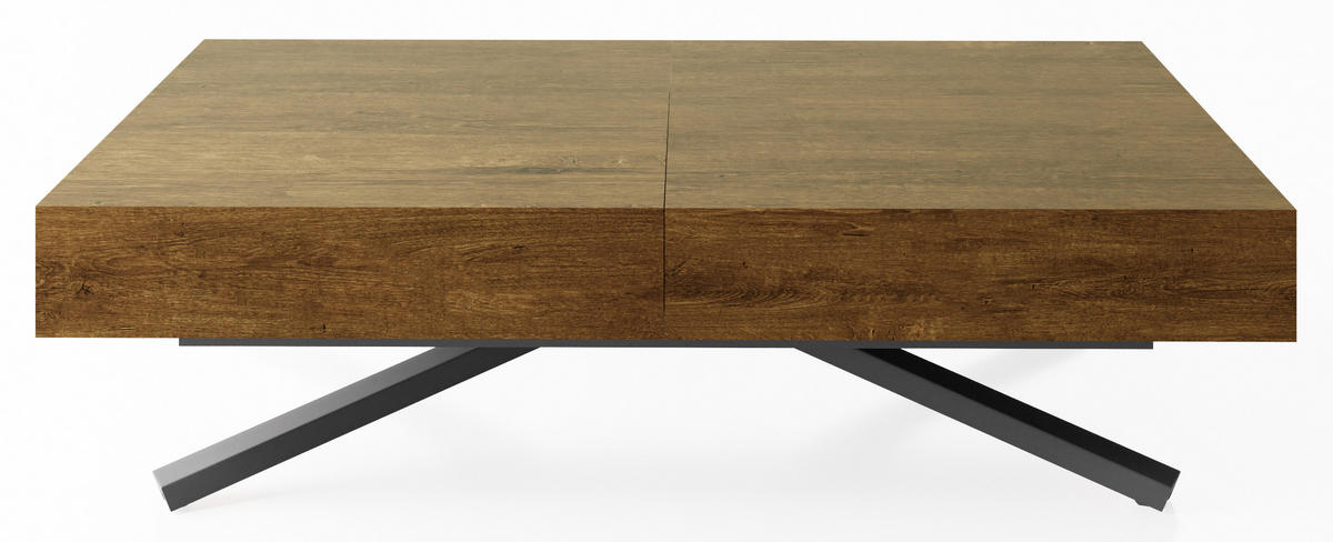 COUCHTISCH Cavetta X höhenverstellbar ausziehbar, Lefkas Eiche 120-200/80/27-76 cm - Alteiche/Schwarz, Holzwerkstoff/Metall (80/120/76cm) - WFL GROUP