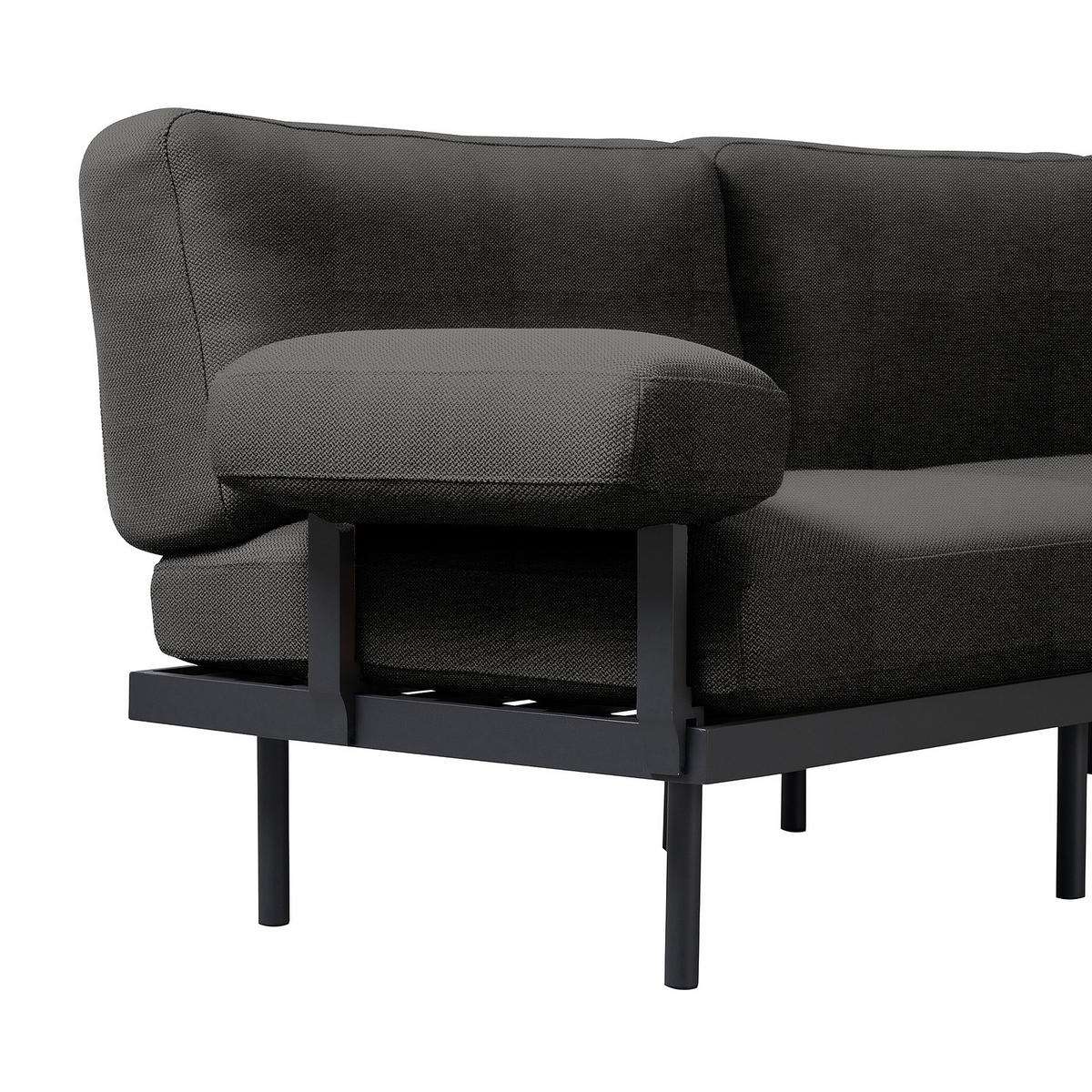 OUTDOOR-ECKSOFA - Schwarz, Textil/Metall (273/80/273cm) - home24