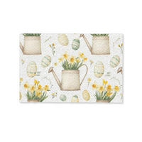 FUSSMATTE Gießkanne - Blumen - Eier 90x60 cm - Gelb/Weiß, Kunststoff (60/90cm) - MuchoWow