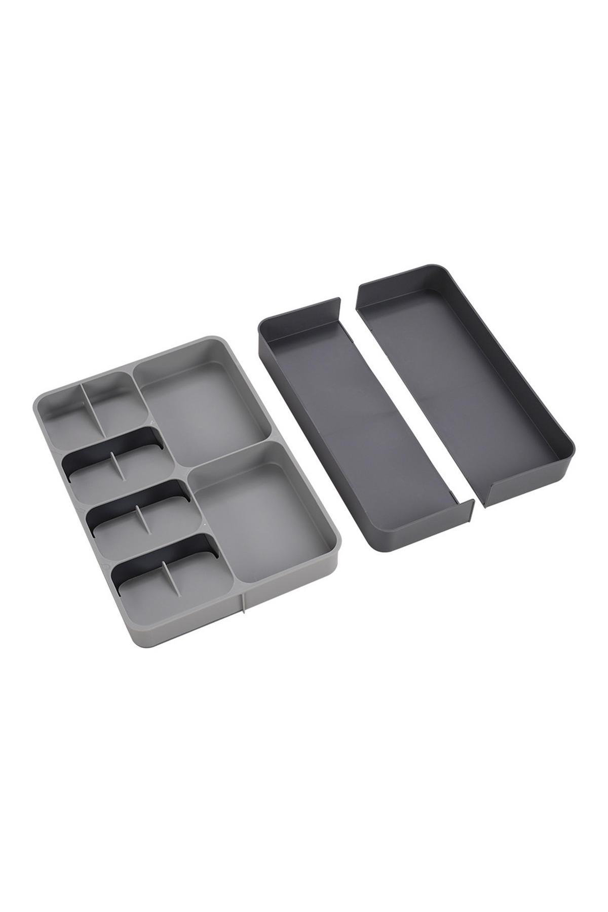BESTECKORGANIZER Verstellbar für Schubladen aus PP in Grau Rechteckig Umweltfreundlich & ungiftig Ordnung schaffen 28 x 39 x 5,5 cm - Grau, Kunststoff (28/3.5/29cm) - Livingandhome