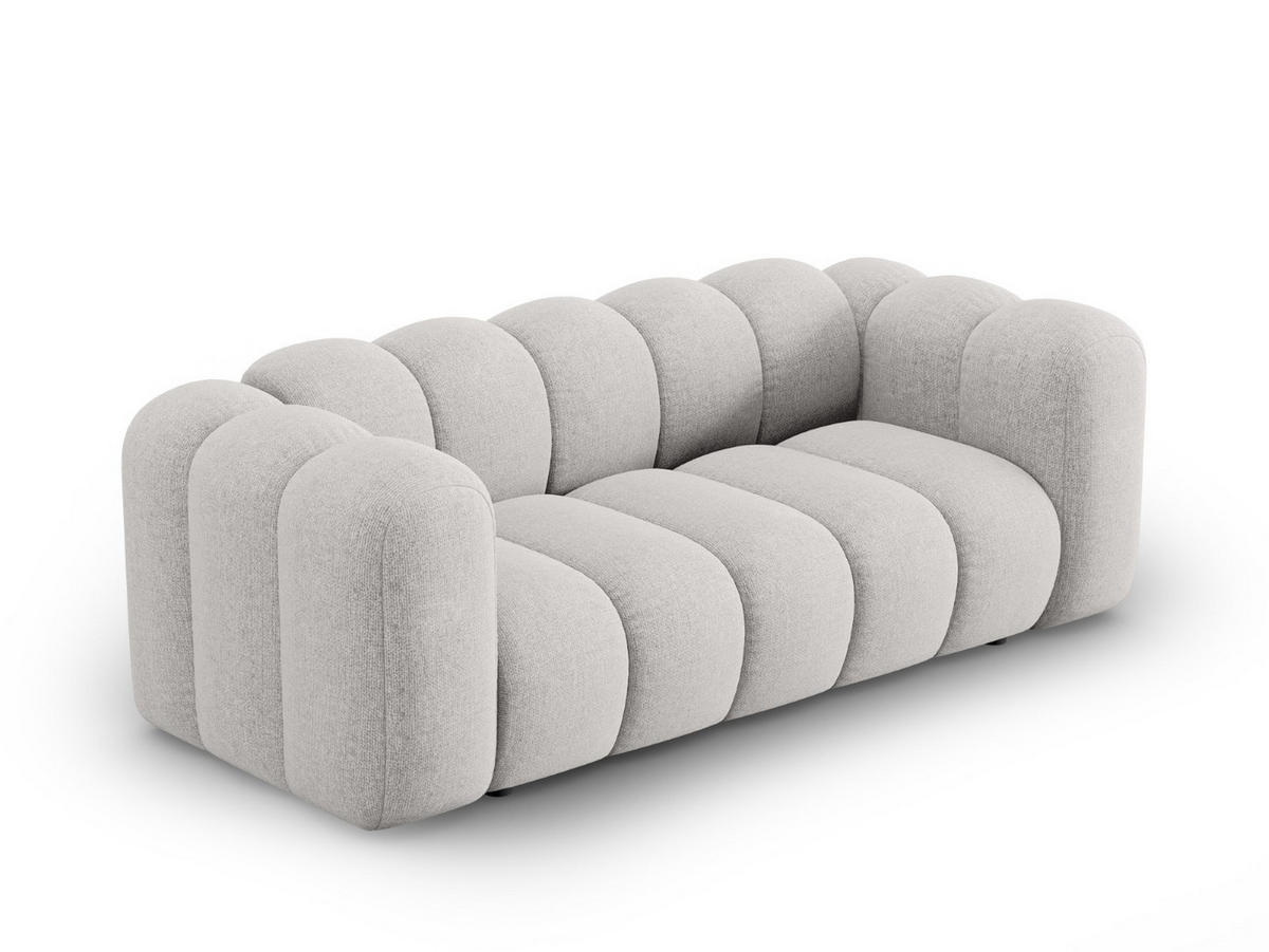 SOFA Lupine aus Chenille-Stoff hellgrau 2 Sitzplätze - Hellgrau, Textil (95/70/200cm) - Micadoni
