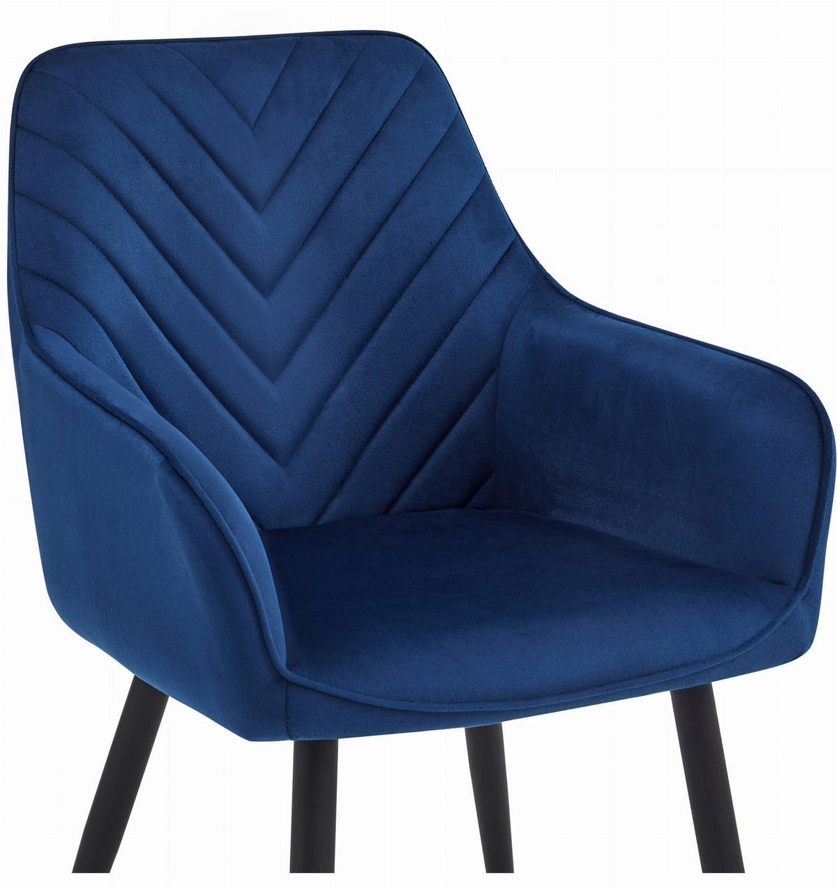 STUHL NEMI 2-er Set, Blau, Schwarz, mit Samtstoff gepolstert - Blau, Textil/Metall (54/84/61cm) - Komodee