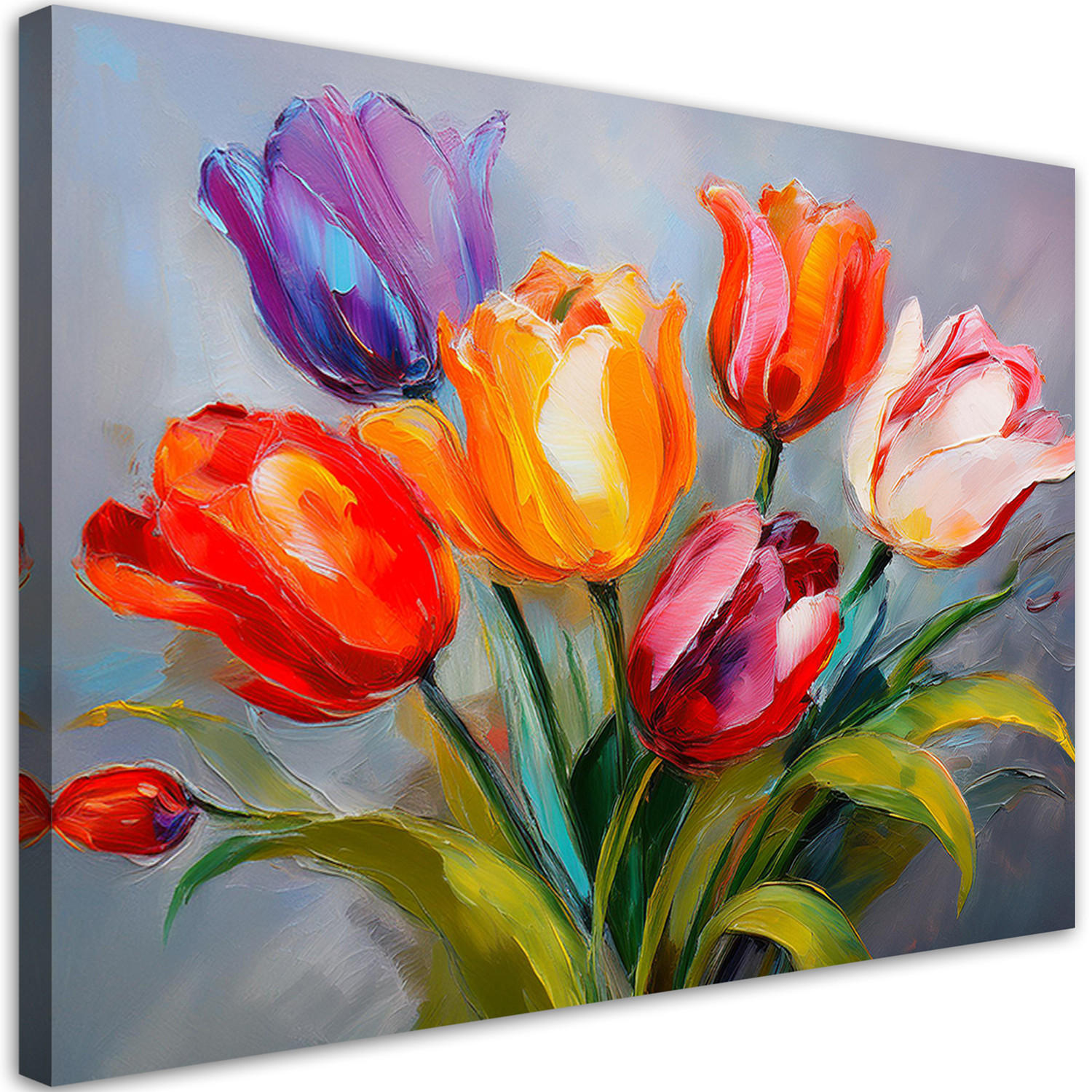 WANDBILD farbiger strauß tulpen - Multicolor, Textil (60/40cm) - Feeby