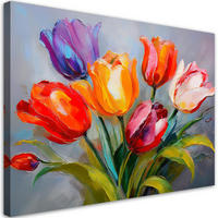 WANDBILD farbiger strauß tulpen - Multicolor, Textil (60/40cm) - Feeby