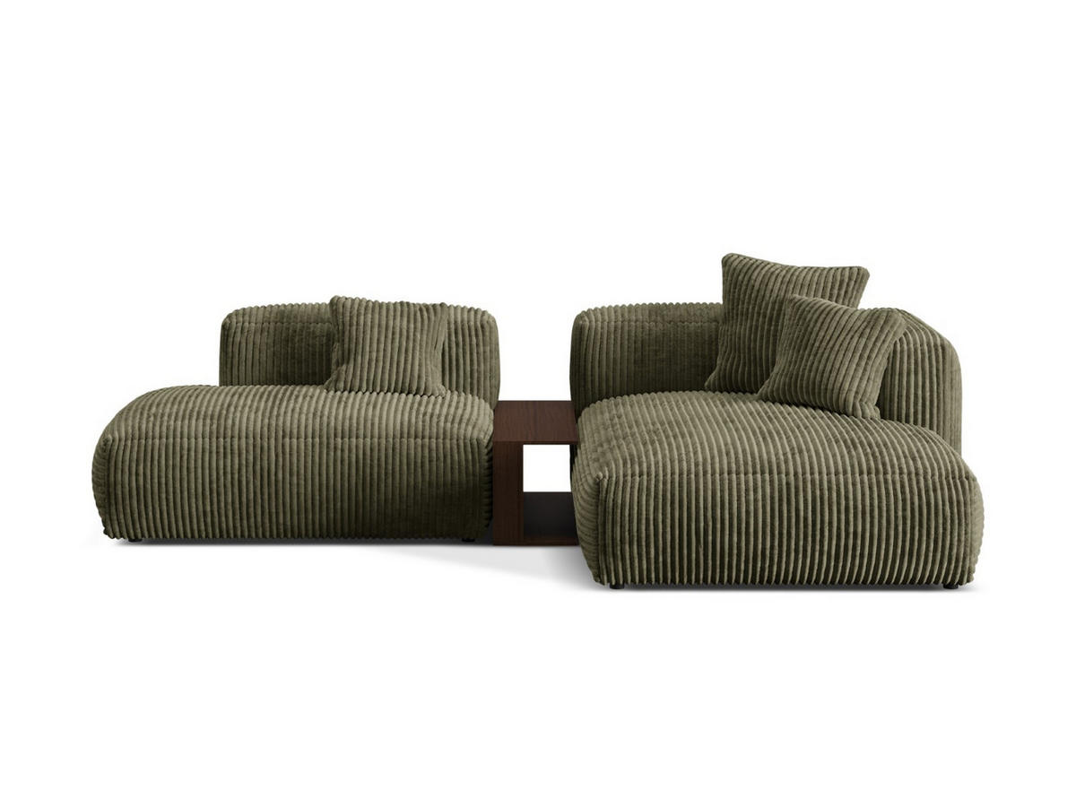 ECKSOFA modular rechts Martina aus Cord moosgrün 2 Sitzplätze - Salbeigrün, Textil (176/285cm) - Micadoni