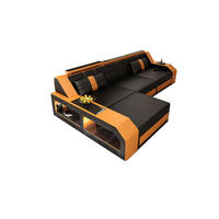 ECKSOFA Arezzo L - Schwarz/Orange, Leder (194/308cm) - Sofa Dreams
