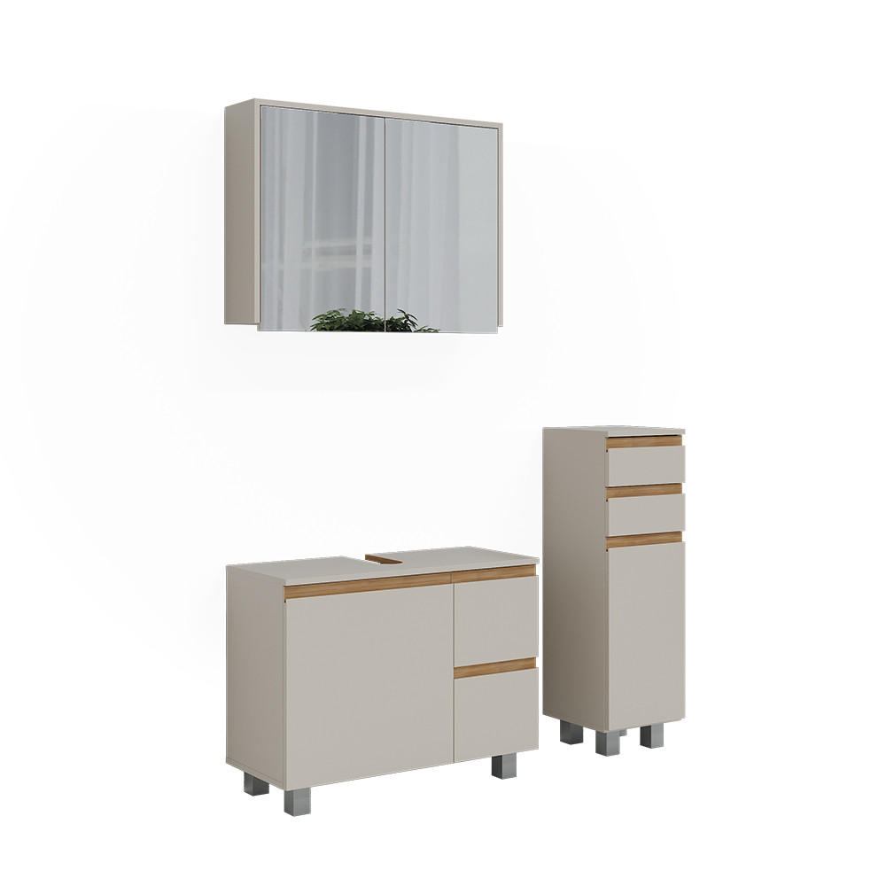 KOUPELNOVÝ NÁBYTEK J-Shape Kašmír/Řemeselné - kašmírová, kompozitní dřevo (80/60.8/33cm) - Vicco