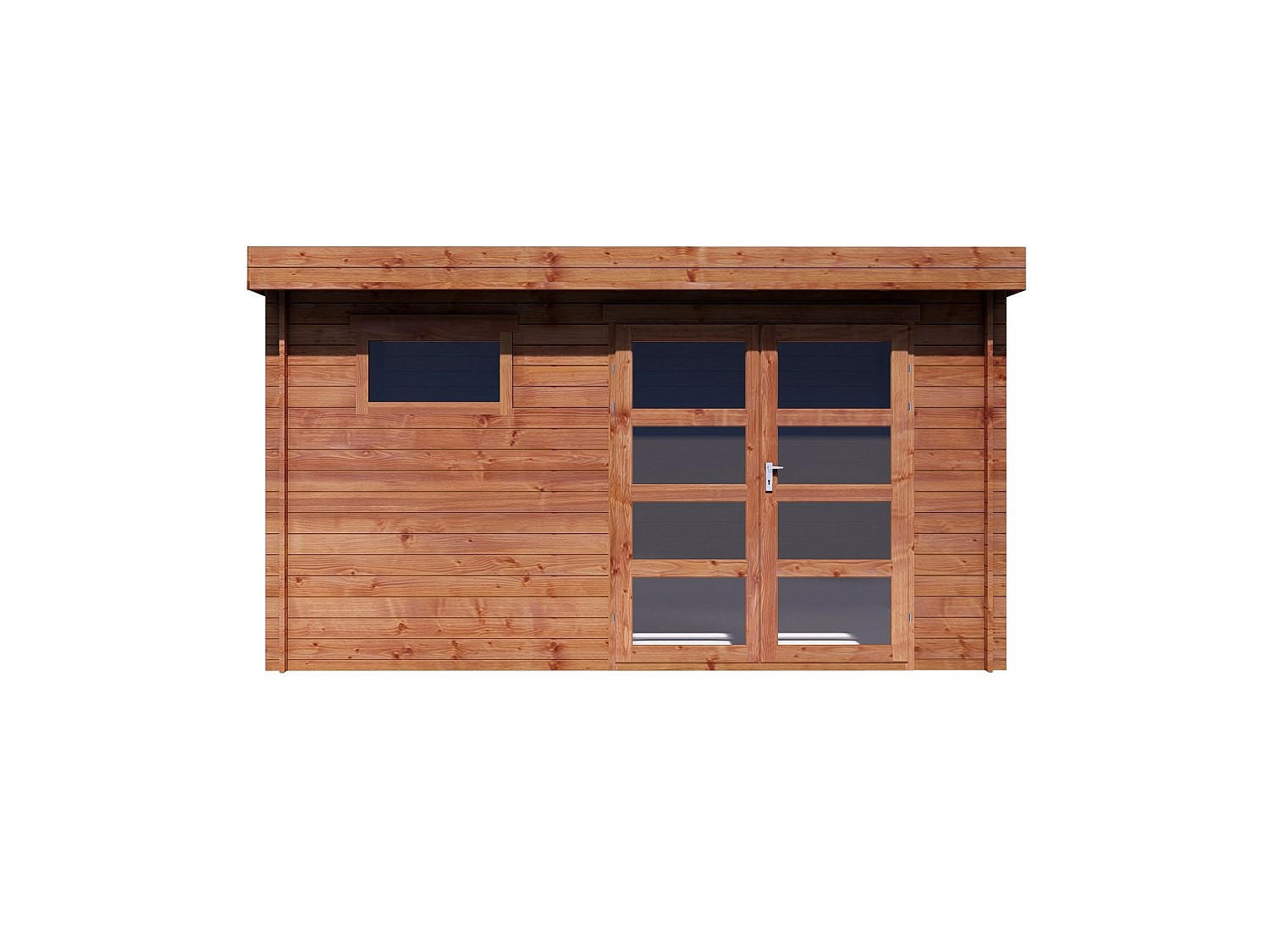 SCHREBERGARTENHAUS - 388 cm x 388 cm - Holz, Platte, Glas - Naturfarben Dunkel - CORALIO - Naturfarben, Glas/Holz (388/203.3/388cm) - Vente-Unique