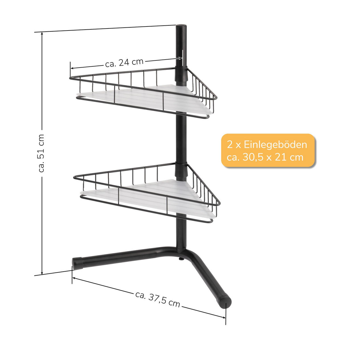 KÜCHEN-ECKREGAL, schwarz - Schwarz, Metall (26.5/51/26.5cm) - bremermann