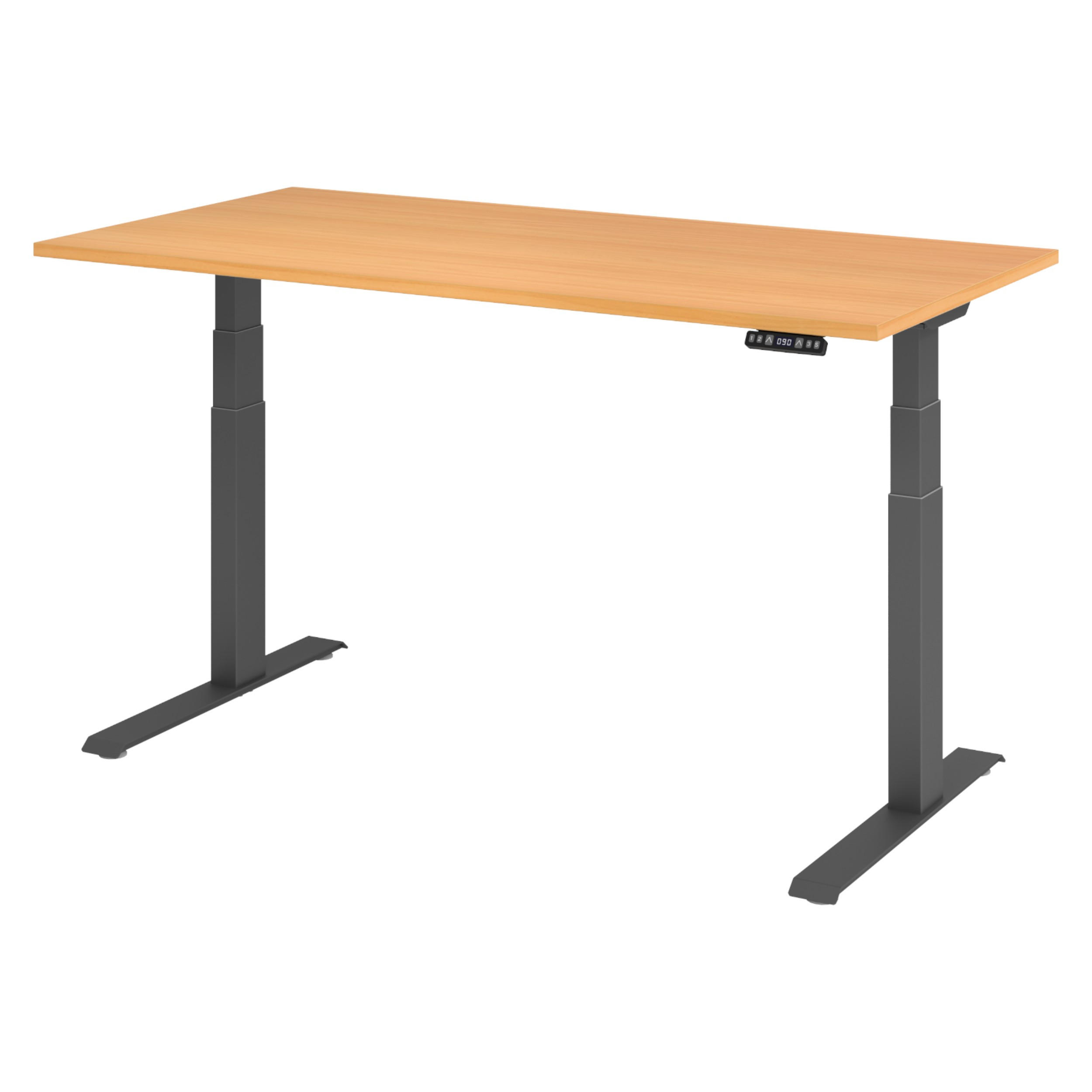 SCHREIBTISCH elektrisch XDKB 80/160/74 cm in Buchefarben/Graphitfarben - Buchefarben/Graphitfarben, Holzwerkstoff (80/160/74cm) - bümö