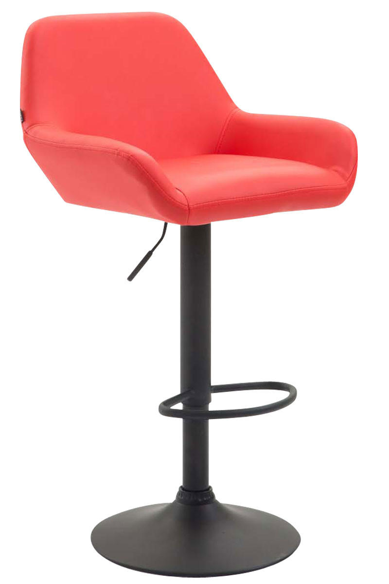 BARHOCKER DUBLIN Rot Kunstleder Schwarz - Rot, Leder/Metall (51/89/52cm) - DELUKE