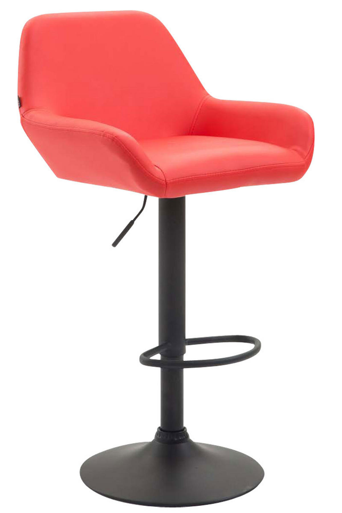 BARHOCKER DUBLIN Rot Kunstleder Schwarz - Rot, Leder/Metall (51/89/52cm) - DELUKE