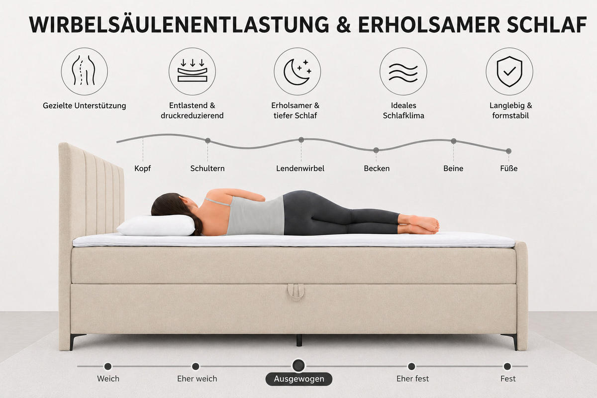 BOXBETT CLAUDINE mit 2 Bettkästen, 140x200, Farbe: Braun, Velourstoff, mit Bonell-Matratze inkl. Topper - Braun, Holz/Kunststoff (140/200cm) - VENASI MÖBEL