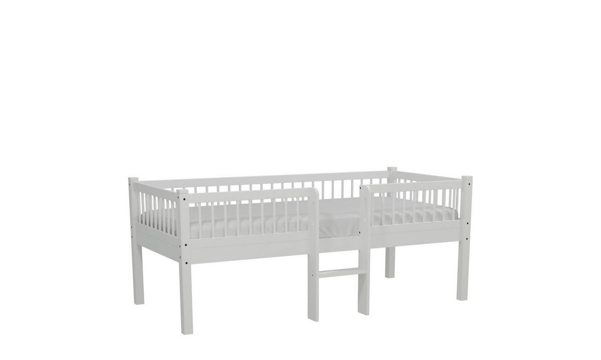 SPIELBETT 90x200 Keeley Eiche Weiß mit Leiter Holz - Weiß, Holz (90/200cm) - 58aufmkessel