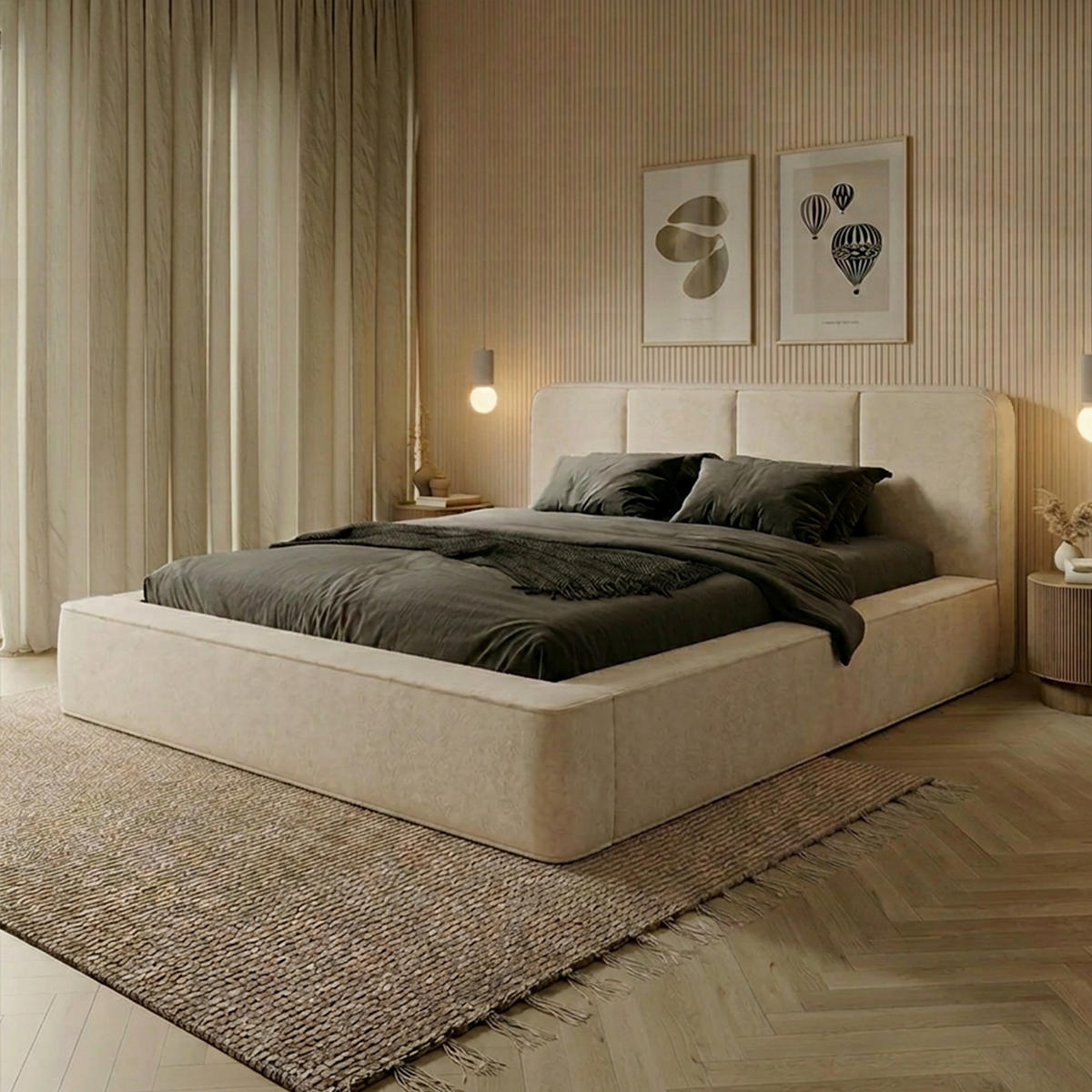 POLSTERBETT RANDELA 160x200 cm, Creme - Creme, Textil (200/160cm) - Fedve