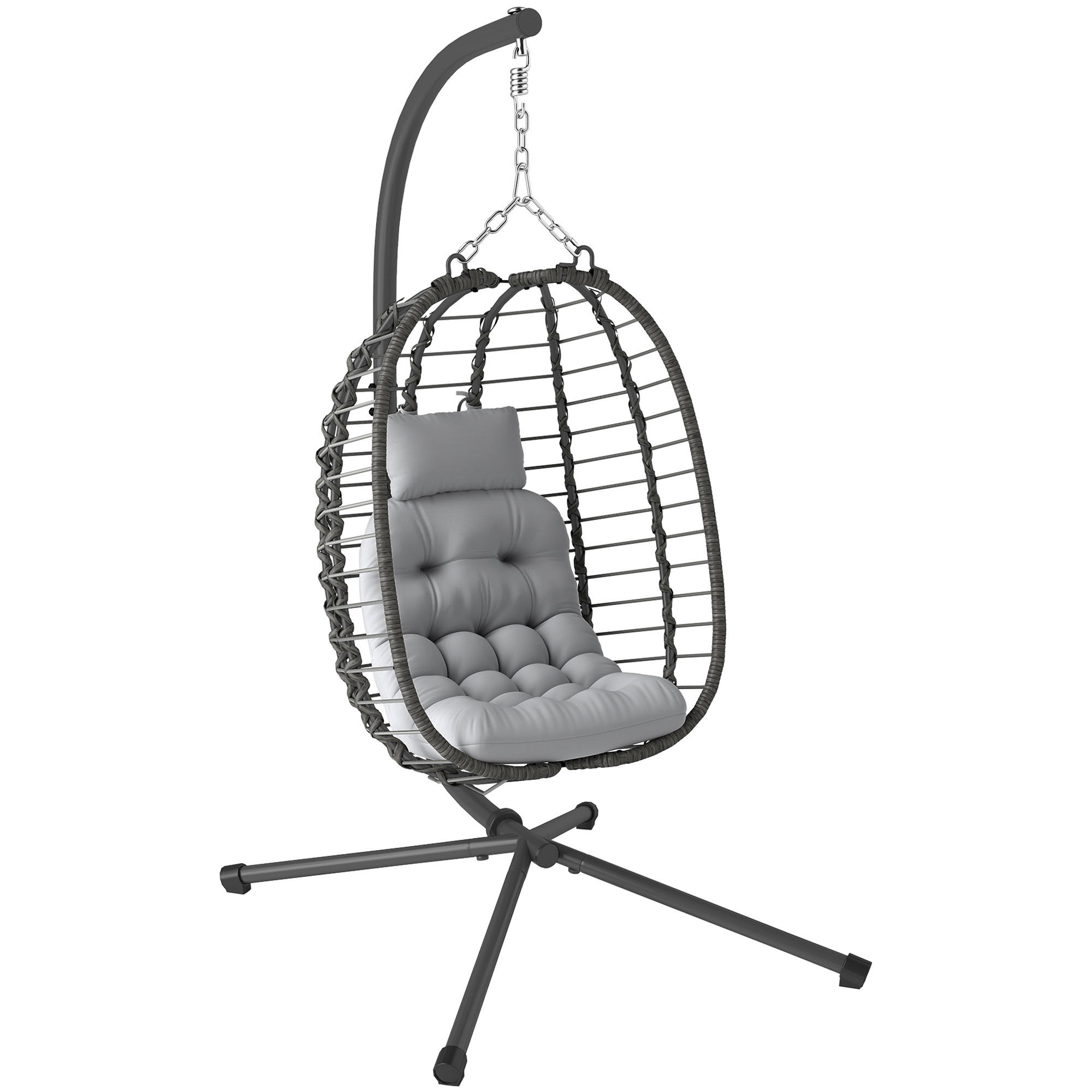 HÄNGESESSEL DE-13630 klappbar, höhenverstellbar, mit Gestell & Polster Grau - Grau, Metall (104/188/122cm) - ComfortXL