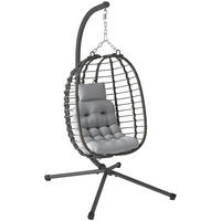 HÄNGESESSEL DE-13630 klappbar, höhenverstellbar, mit Gestell & Polster Grau - Grau, Metall (104/188/122cm) - ComfortXL