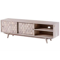 TV-BOARD Akazie 145x35x45 weiß lackiert MOSAYK #201 - Weiß, Holz (145/45/35cm) - Massivmoebel24