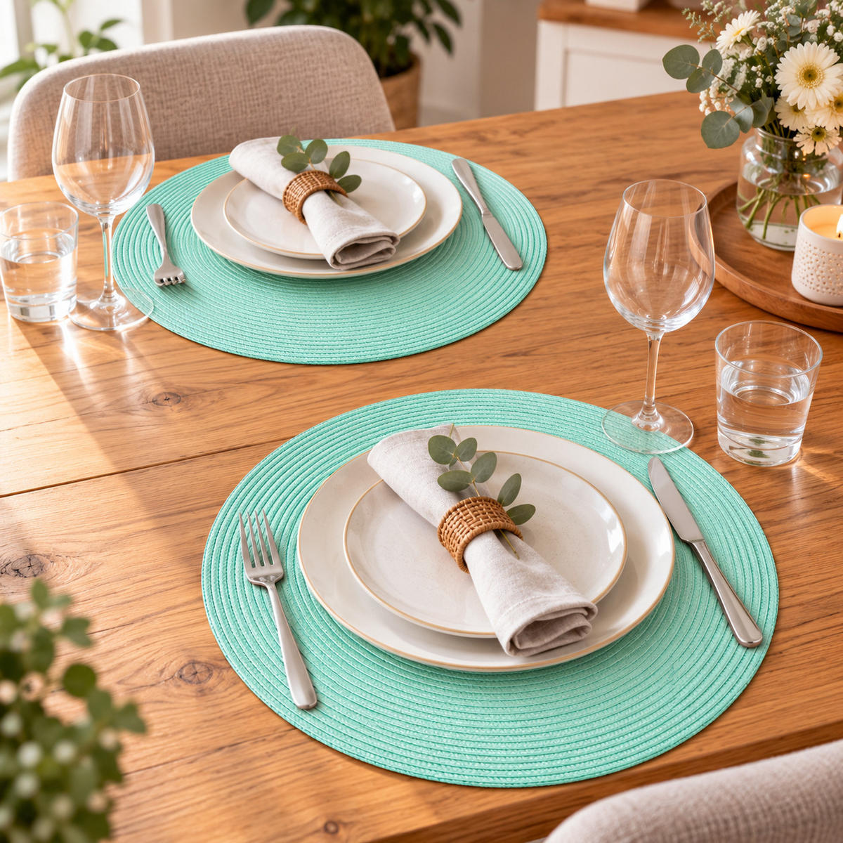 PLATZSET 2er Set Polypro Mintgrün 35 cm rund - Mintgrün, Kunststoff (35cm) - TiborTex