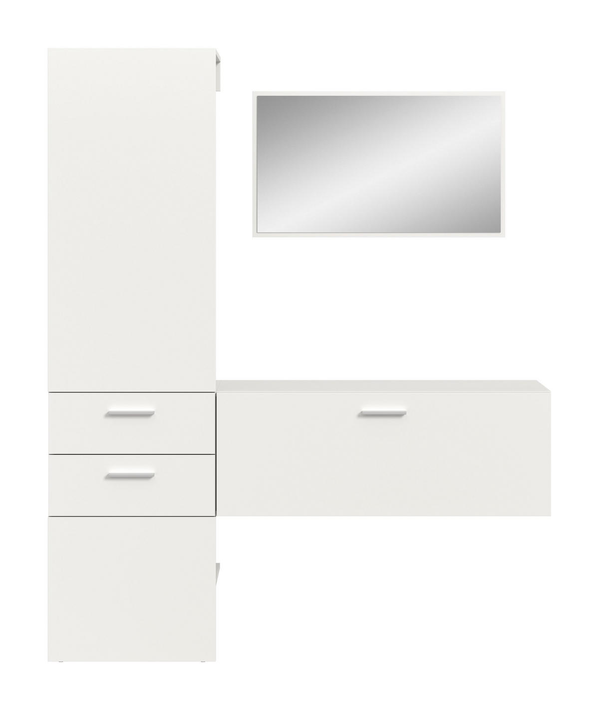 GARDEROBEN-SET VAGA 3-tlg. (B/H/T: ca. 156/190/36 cm) in weiß/weiß - Weiß, Holzwerkstoff (156/190/36cm)