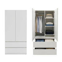 KLEIDERSCHRANK mit 2 Türen und Schubladen in Weiß - Weiß, Holzwerkstoff (90/180/50cm) - Home Collective