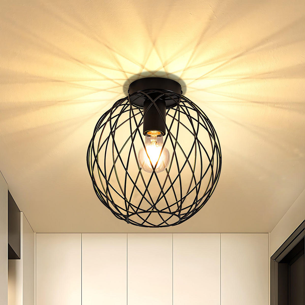 DECKENLEUCHTE Ladd 20/20/19cm - Schwarz, Metall (20/20/19cm) - Nettlife