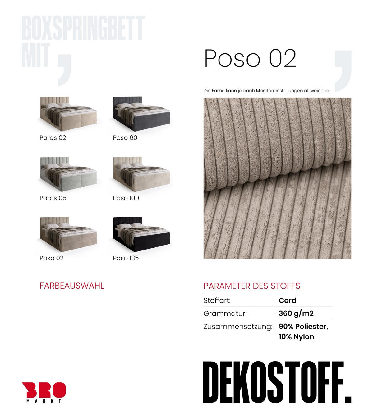 BOXBETT DENVER mit Topper 140x200 Beige - Beige, Textil (140/200cm) - Bromarkt