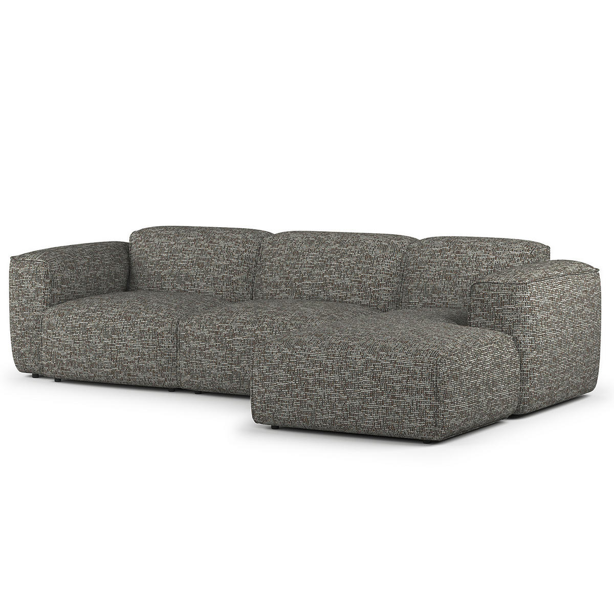 3-SITZER ECKSOFA mit Longchair - Schwarz/Grau, Kunststoff/Textil (284/173cm) - home24