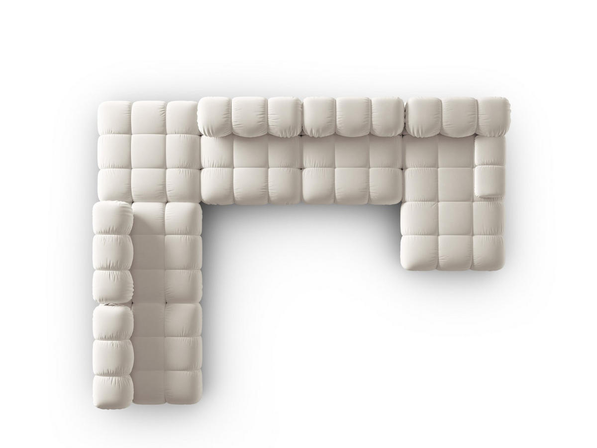 MODULARES-PANORAMASOFA links Bellis aus Samt leichtes beige 7 Sitzplätze - Creme, Textil (282/63/379cm) - Micadoni