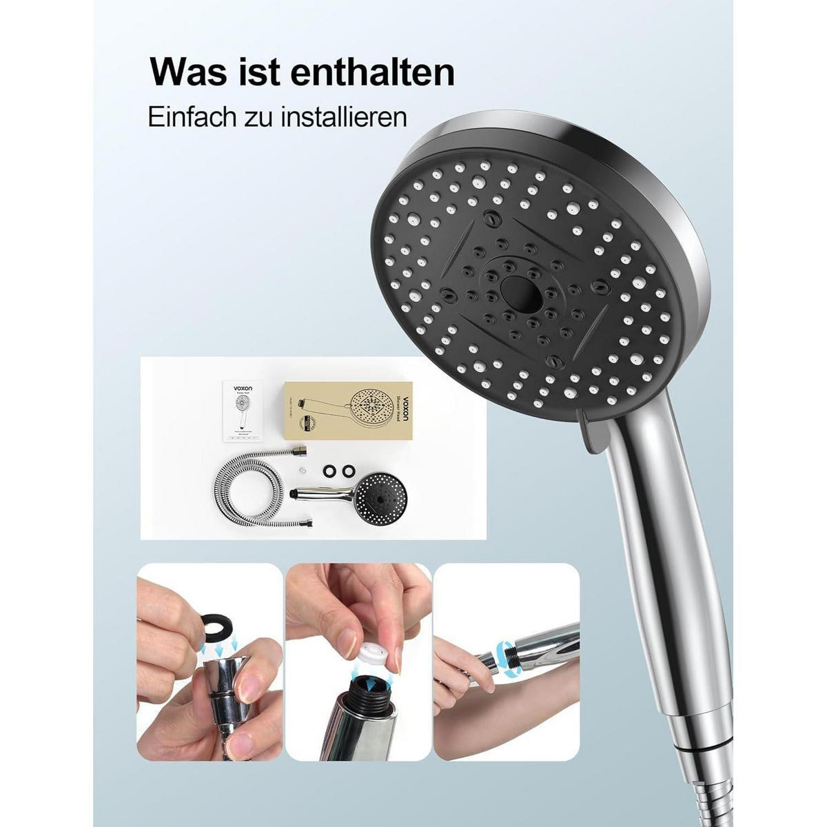 HANDBRAUSE mit Schlauch 1,5m 10 Strahlarten - Silberfarben, Metall (13/12.7/28.5cm)