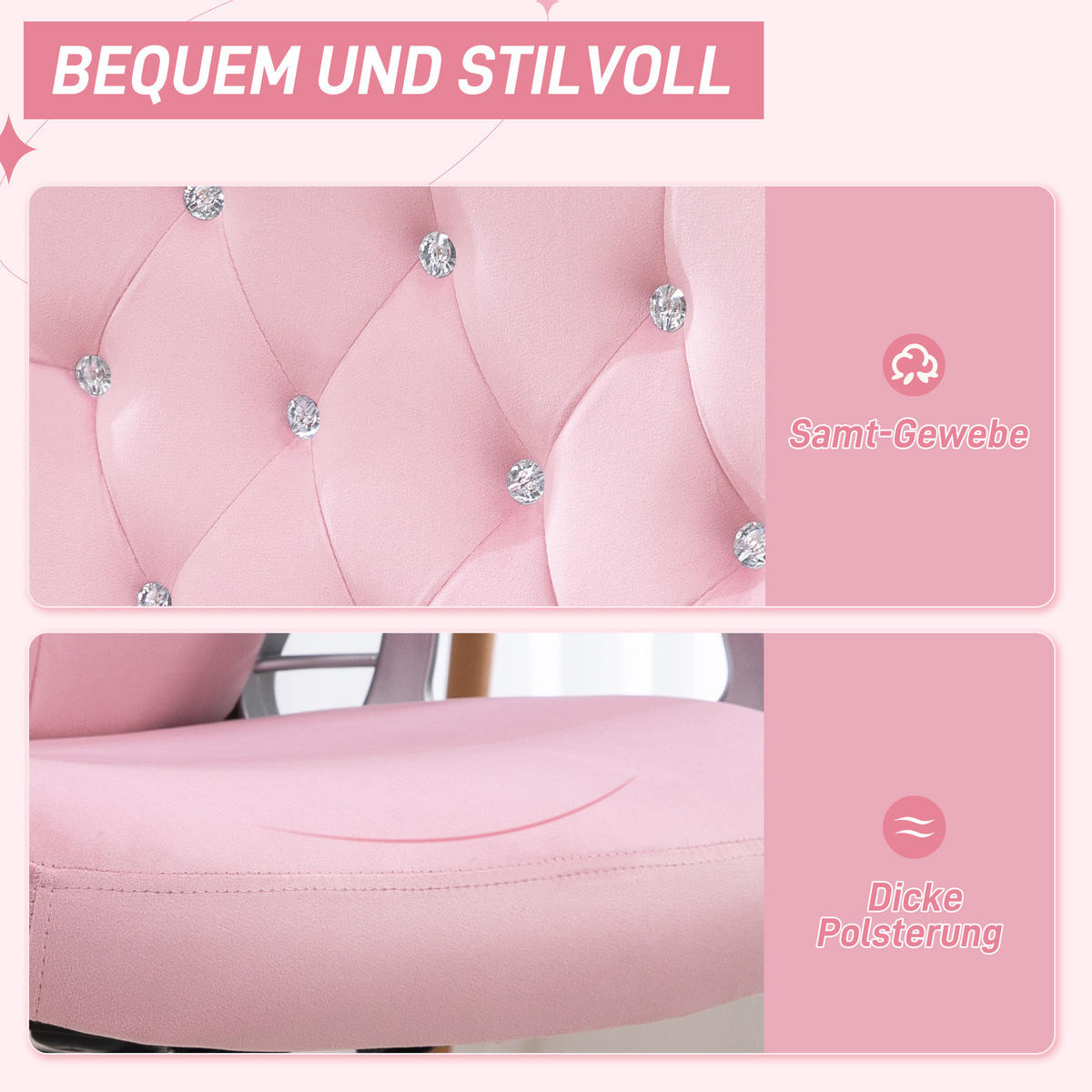 DREHSTUHL 61/104-114/61 cm Pink aus Polyester mit Wippfunktion - Pink, Kunststoff (61/114/61cm) - OKMYHOME