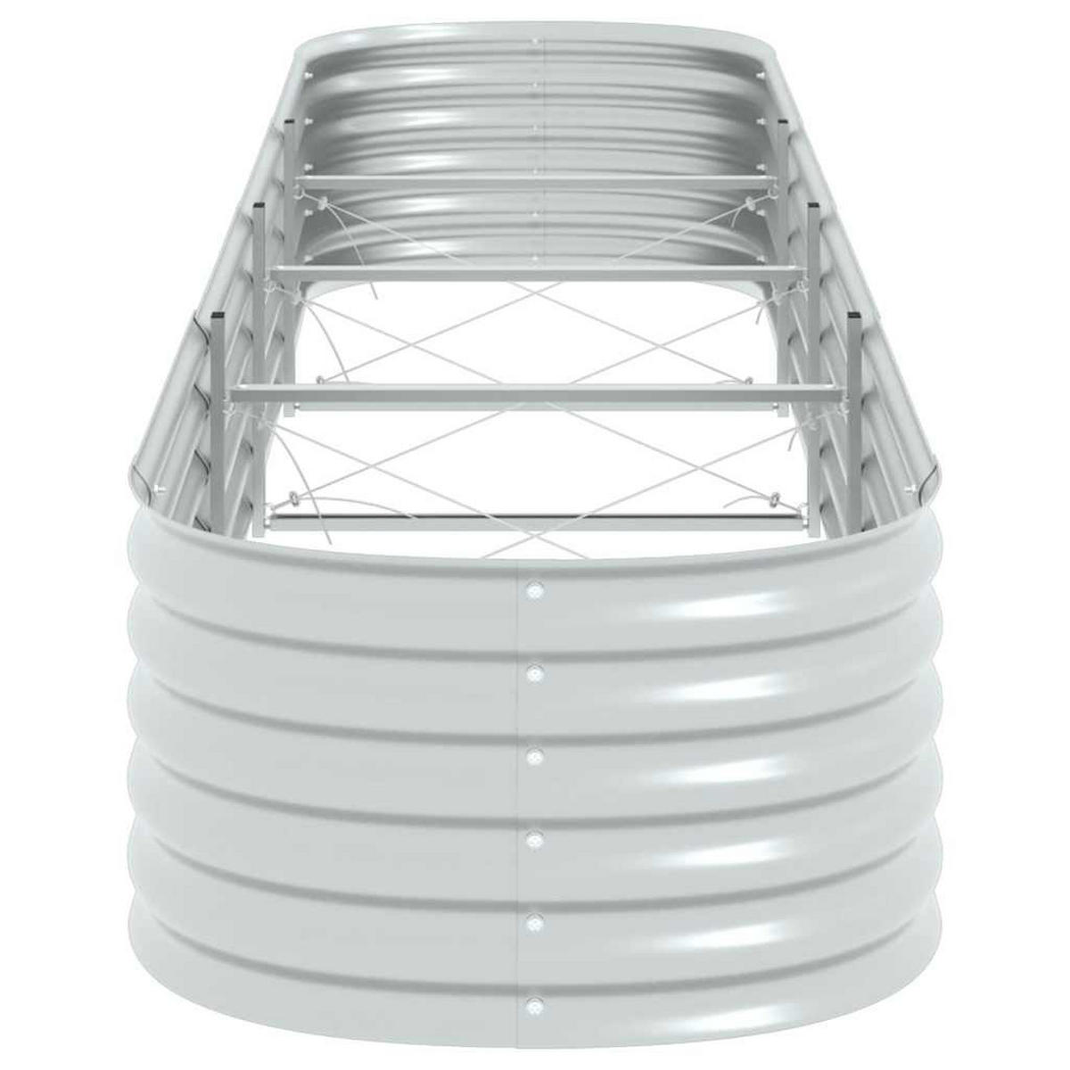 RUNDES Hochbeet für Garten BLUMO | Verzinkter Stahl | 400x80x44cm, Silber - Silberfarben, Metall (400/44/80cm) - DELUKE